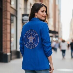 Houston Astros Blue Rhinestone Blazer by Moving Forward Designs – Women’s Med